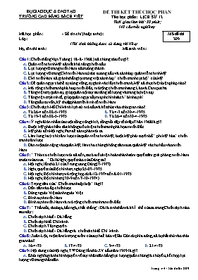 Đề thi kết thúc học phần Lịch sử 12 - Mã đề 209 - Trường Cao đẳng Bách Việt